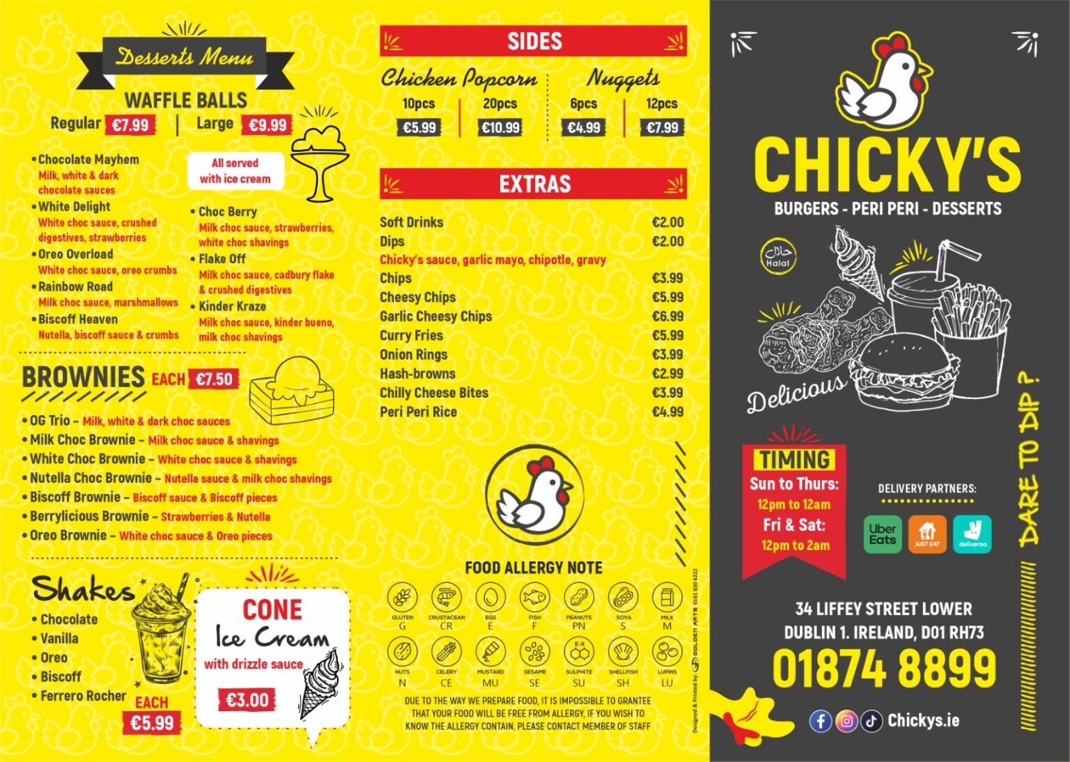 Chicky Licky Menu Menus – chickys.ie